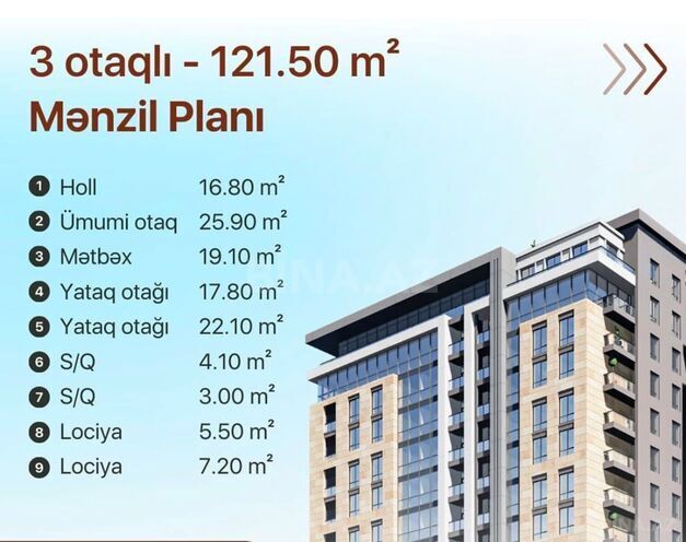 Продаётся 3-комн. новостройка 121.5 м², Бинагадинский р., photo 13 from 26