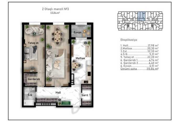 Satılır 3 otaqlı yeni tikili 115 m², Nizami m., photo 22 from 23