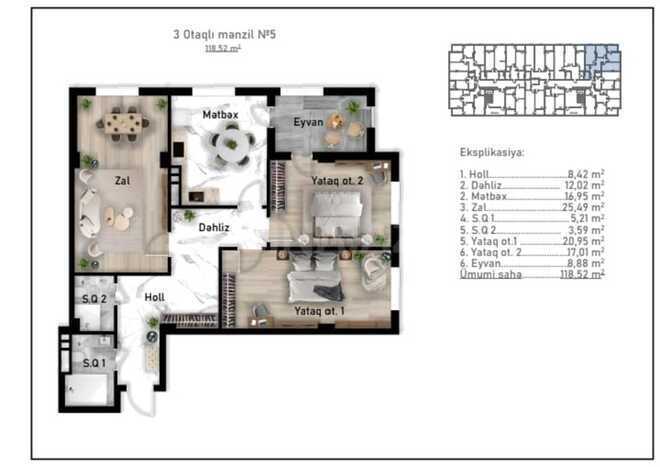 Satılır 3 otaqlı yeni tikili 118 m², Nizami m., photo 16 from 17