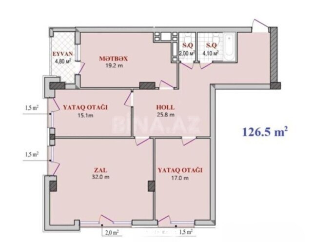 Satılır 3 otaqlı yeni tikili 127 m², Nəsimi r., photo 4 from 10