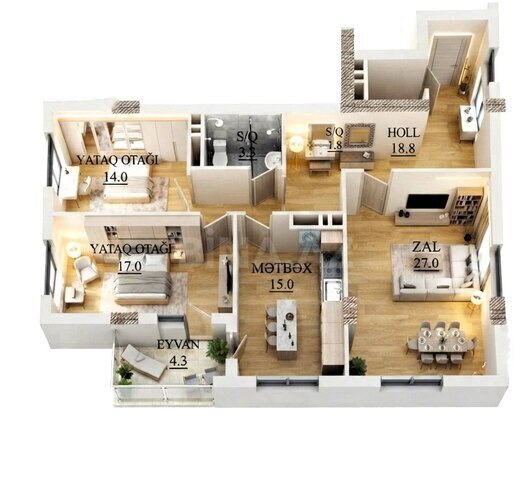 Satılır 3 otaqlı yeni tikili 105 m², 28 May m., photo 3 from 14
