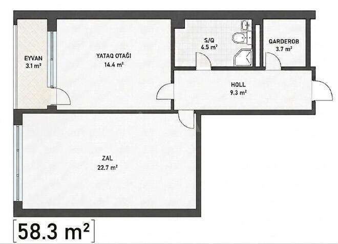 Satılır 2 otaqlı yeni tikili 58.3 m², Azadlıq Prospekti m., photo 3 from 9