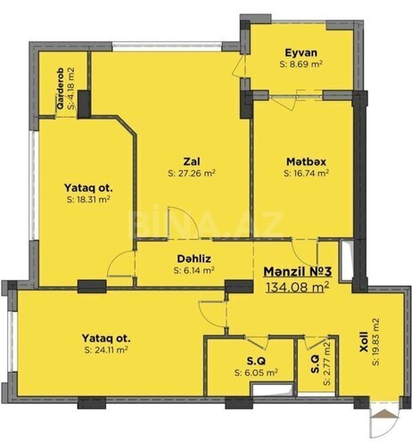 Satılır 3 otaqlı yeni tikili 1 348 m², Elmlər Akademiyası m., photo 20 from 21