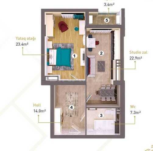 Satılır 1 otaqlı yeni tikili 71 m², Nizami m., photo 6 from 12