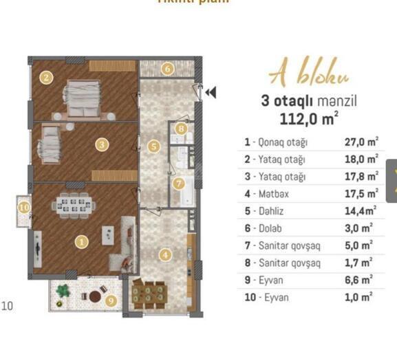 Satılır 3 otaqlı yeni tikili 112 m², 7-ci mikrorayon q., photo 5 from 18