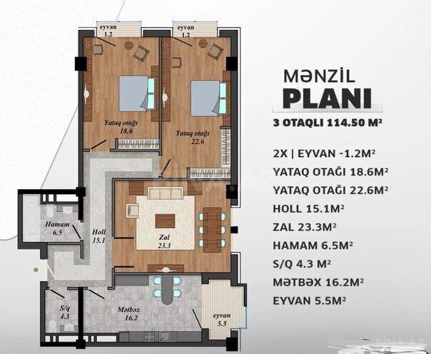 Продаётся 3-комн. новостройка 115 м², Насиминский  р., photo 5 from 15