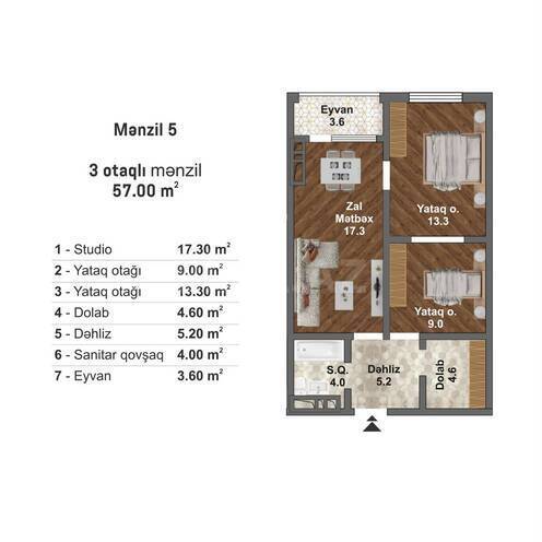 Satılır 3 otaqlı yeni tikili 57 m², Məmmədli q., photo 3 from 7