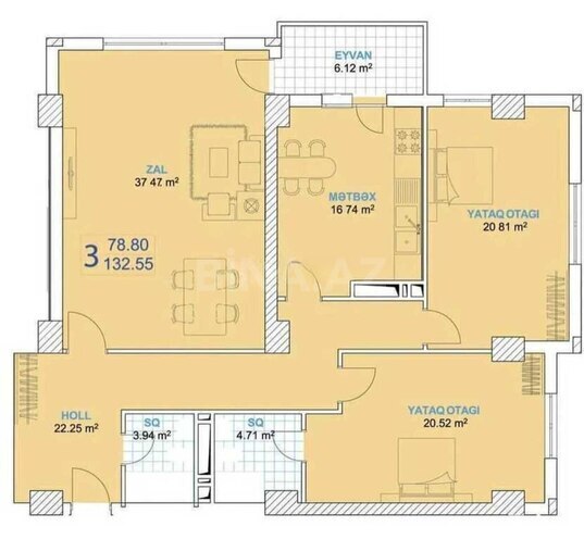 Продается 3-комн. новостройка 133 м², м. Нариман Нариманов, photo 3 from 7