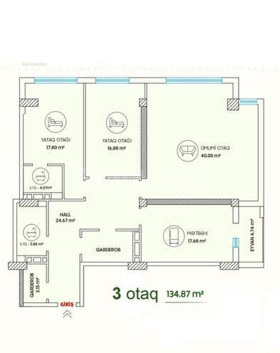 Satılır 3 otaqlı yeni tikili 135 m², Yasamal r., photo 5 from 9