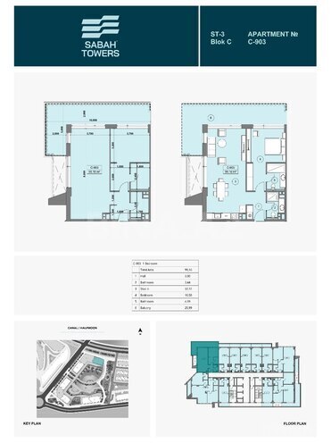 Sea Breeze Sabah Towers yaşayış kompleksi, mənzilin planı - 2-otaqlı, 99.16 m²