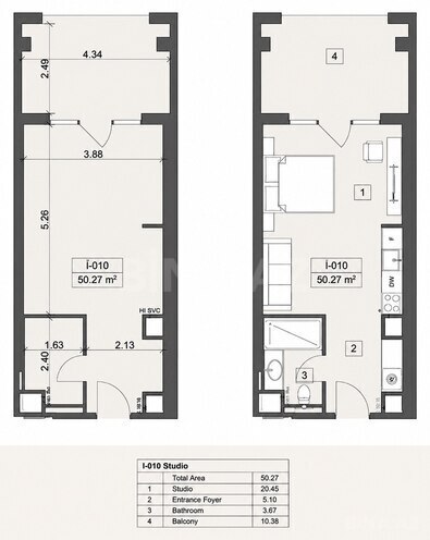 Satılır 1 otaqlı yeni tikili 50.2 m², Sea Breeze q., photo 4 from 10