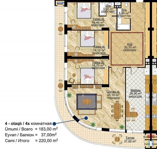 Satılır 4 otaqlı yeni tikili 220 m², Ağ şəhər q., photo 20 from 21
