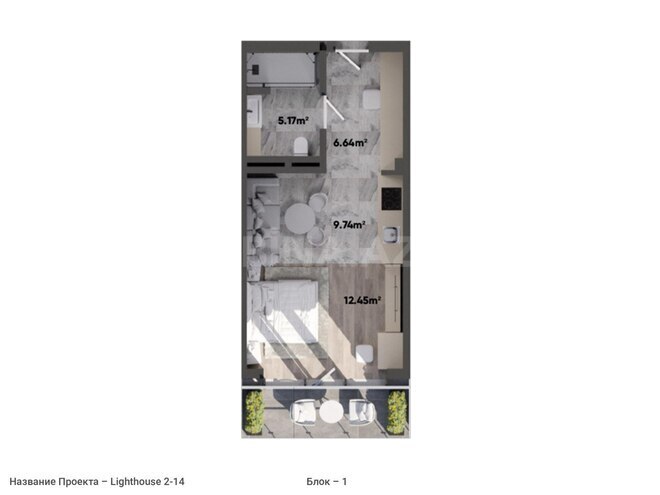 Satılır 1 otaqlı yeni tikili 41 m², Sea Breeze q., photo 4 from 11