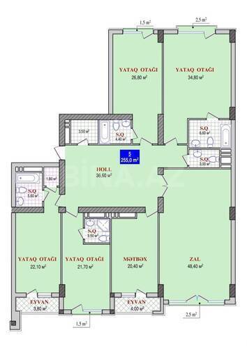 Satılır 5 otaqlı yeni tikili 255 m², Kubinka q., photo 4 from 14