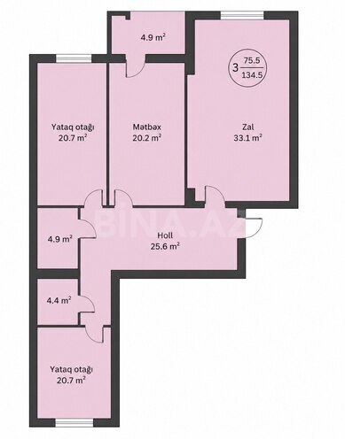 Satılır 3 otaqlı yeni tikili 134 m², Nərimanov r., photo 3 from 8
