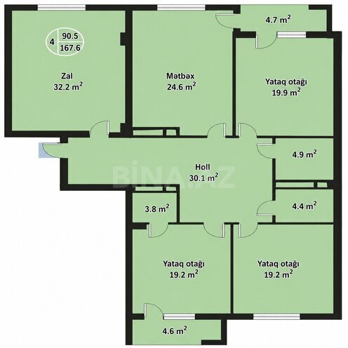 Satılır 4 otaqlı yeni tikili 167 m², Nərimanov r., photo 3 from 7
