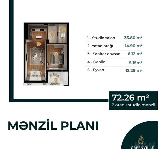 Satılır 2 otaqlı yeni tikili 71.2 m², Biləcəri q., photo 13 from 17