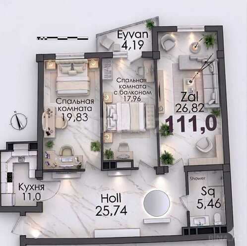 Продаётся 3-комн. новостройка 111 м², м. Низами, photo 10 from 19