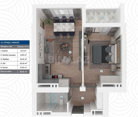 Satılır 1 otaqlı yeni tikili 58.5 m², Koroğlu m., photo 9 from 15