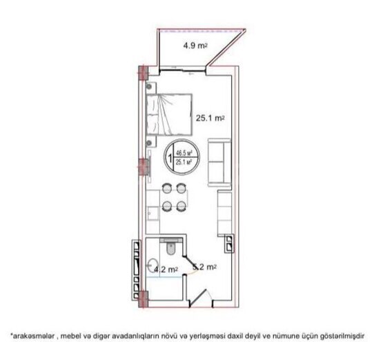 Satılır 1 otaqlı yeni tikili 46.5 m², Nardaran q., photo 6 from 7