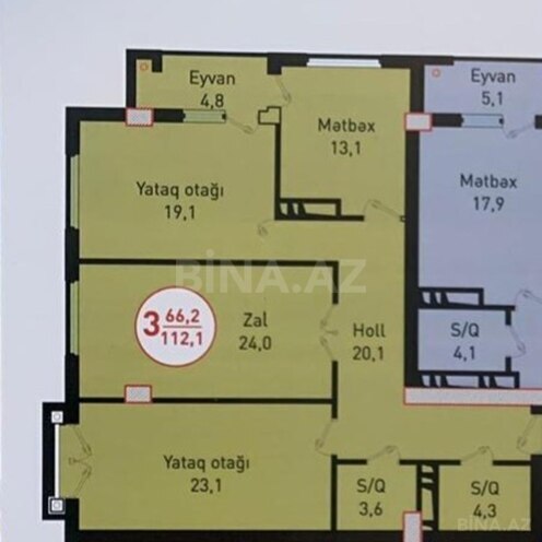 Satılır 3 otaqlı yeni tikili 112.1 m², Memar Əcəmi m., photo 3 from 11