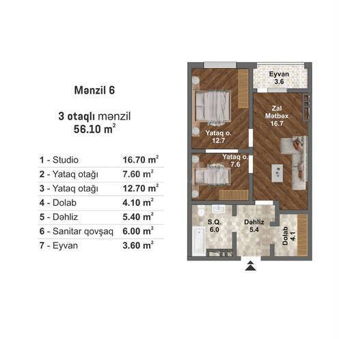Satılır 3 otaqlı yeni tikili 56.1 m², Məmmədli q., photo 3 from 7