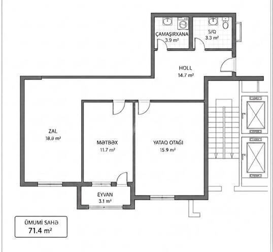 Satılır 2 otaqlı yeni tikili 71.4 m², Azadlıq Prospekti m., photo 21 from 22