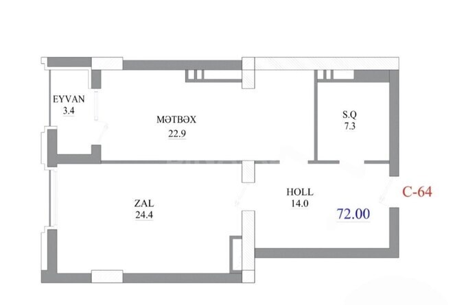 Продаётся 2-комн. новостройка 72 м², м. Низами, photo 6 from 7