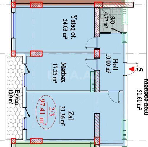 Продаётся 2-комн. новостройка 97.4 м², м. Кероглу, photo 11 from 25