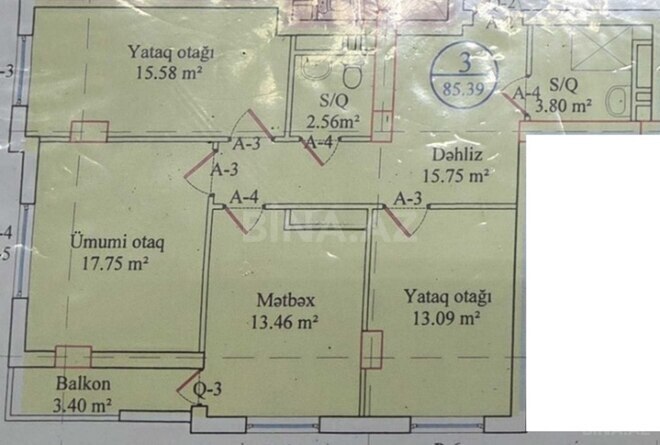 Satılır 3 otaqlı yeni tikili 88 m², Qara Qarayev m., photo 3 from 13