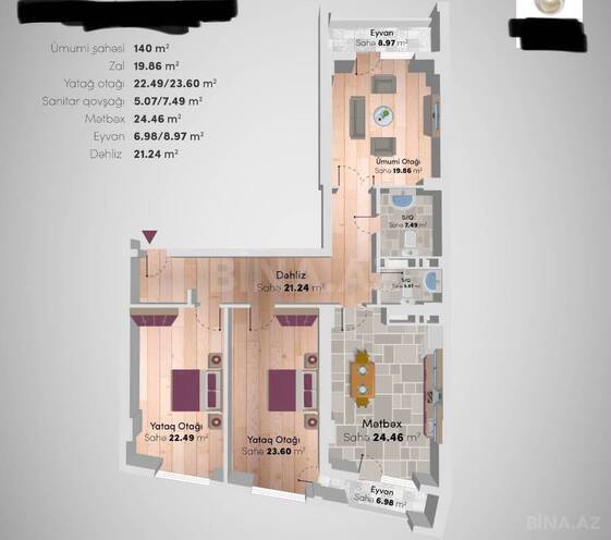 Продаётся 3-комн. новостройка 140 м², Низаминский  р., photo 11 from 12