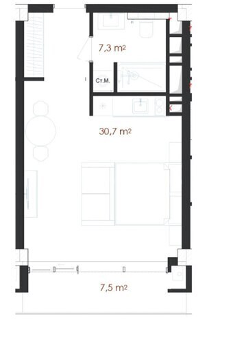 Продаётся 1-комн. новостройка 45.6 м², пос. Sea Breeze, photo 8 from 9
