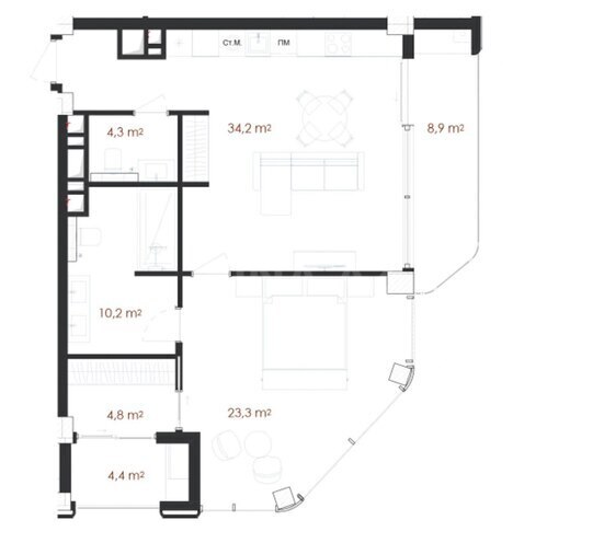 Продаётся 2-комн. новостройка 90.1 м², пос. Sea Breeze, photo 7 from 8