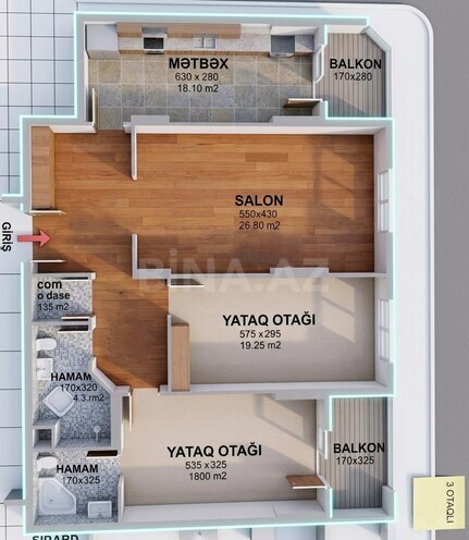 Satılır 3 otaqlı yeni tikili 118 m², Nizami m., photo 3 from 14