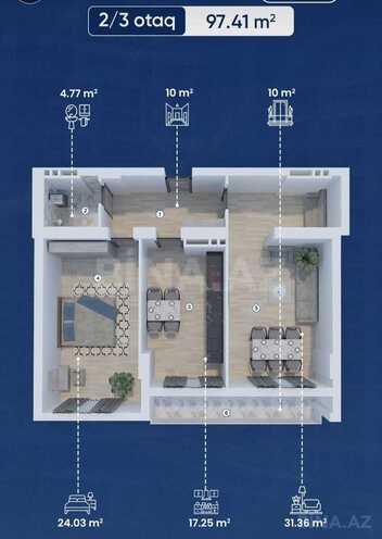Satılır 2 otaqlı yeni tikili 97 m², Koroğlu m., photo 13 from 16