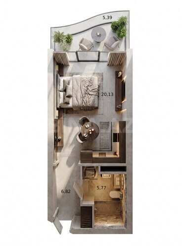 Satılır 1 otaqlı yeni tikili 38.1 m², Nardaran q., photo 3 from 9