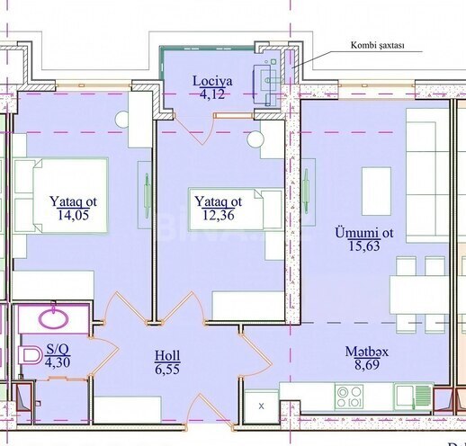 Satılır 3 otaqlı yeni tikili 65.7 m², Yasamal q., photo 3 from 6