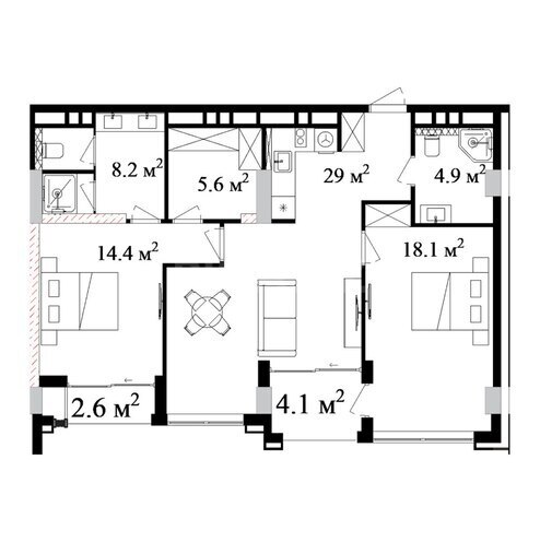 Satılır 3 otaqlı yeni tikili 105.1 m², Nardaran q., photo 7 from 8