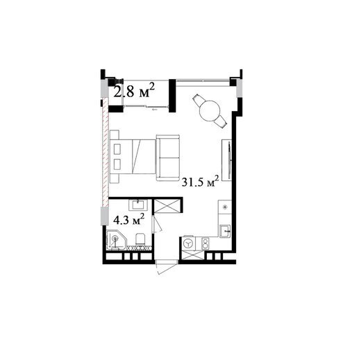 Satılır 1 otaqlı yeni tikili 46 m², Nardaran q., photo 7 from 8