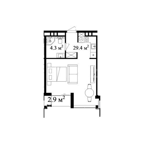 Satılır 1 otaqlı yeni tikili 44.2 m², Nardaran q., photo 7 from 8