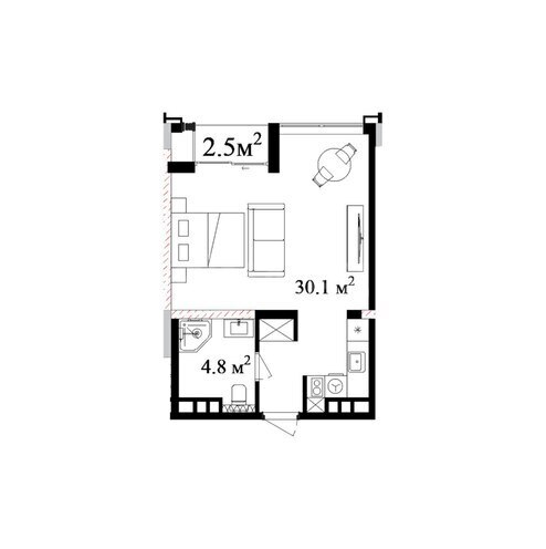 Satılır 1 otaqlı yeni tikili 44 m², Nardaran q., photo 7 from 8