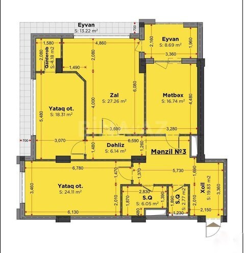 Satılır 3 otaqlı yeni tikili 150 m², Elmlər Akademiyası m., photo 12 from 14