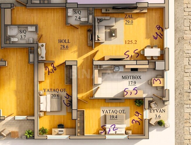 Satılır 3 otaqlı yeni tikili 126 m², 28 May m., photo 16 from 23
