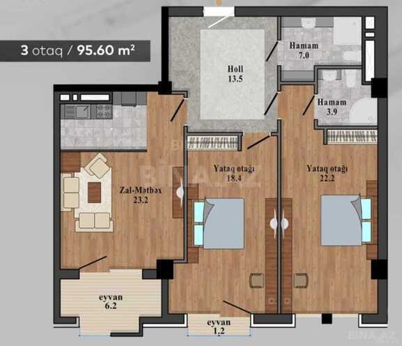 Satılır 3 otaqlı yeni tikili 96 m², Nərimanov r., photo 3 from 13