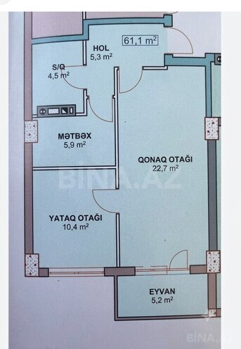 Satılır 2 otaqlı yeni tikili 61.1 m², photo 5 from 6