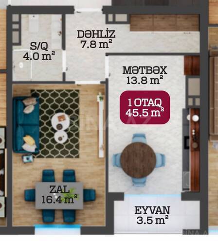 Satılır 2 otaqlı yeni tikili 45 m², Azadlıq Prospekti m., photo 5 from 6