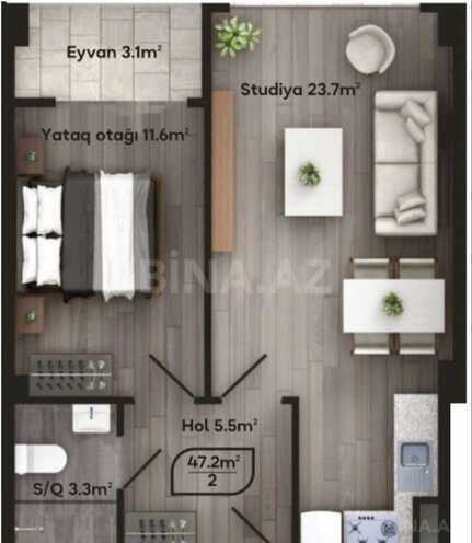 Satılır 2 otaqlı yeni tikili 77 m², İnşaatçılar m., photo 23 from 24