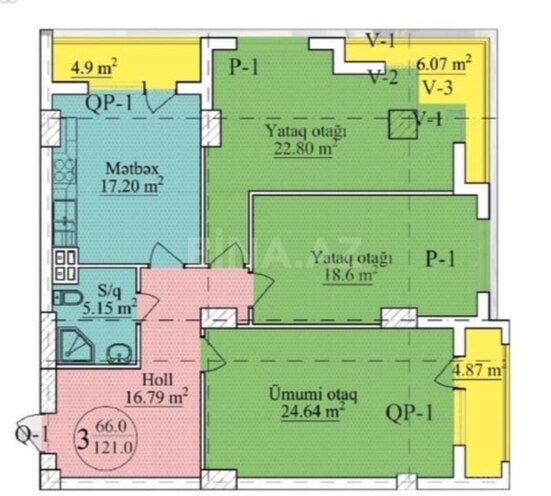 Продаётся 3-комн. новостройка 121 м², м. Нариман Нариманов, photo 3 from 7