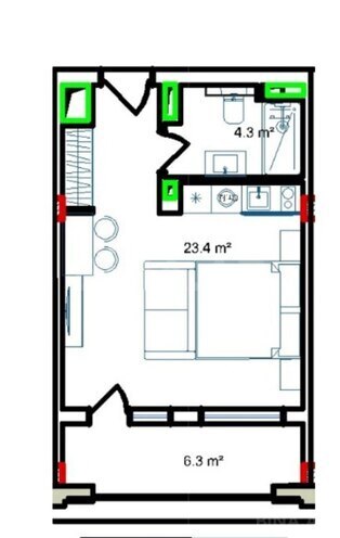 Satılır 1 otaqlı yeni tikili 41 m², Sea Breeze q., photo 3 from 8
