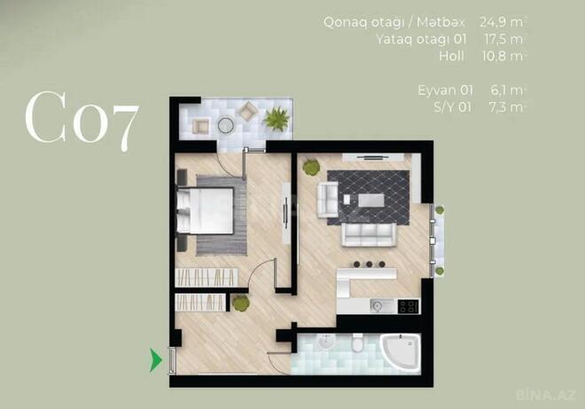 Продаётся 2-комн. новостройка 67 м², м. Ази Асланов, photo 4 from 6